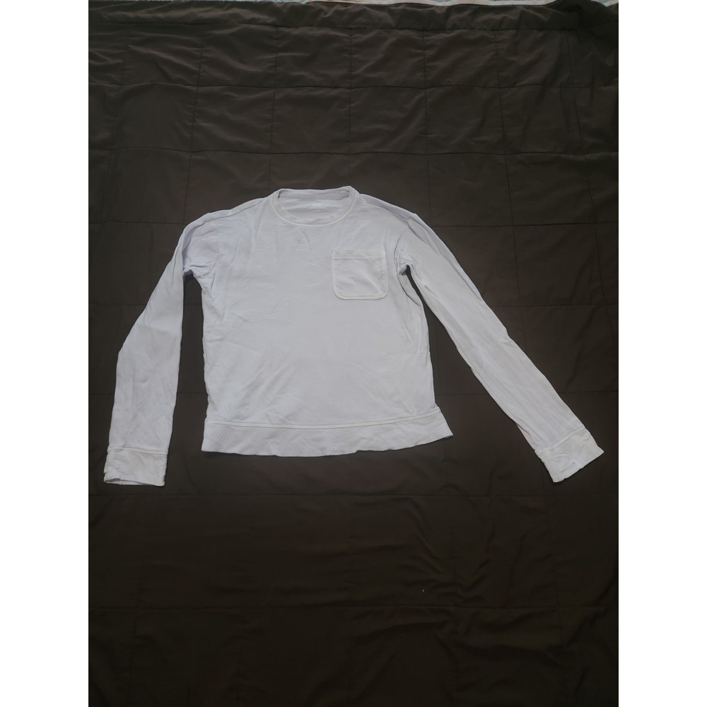 Athleta Girl Light blue long sleeve crew neck cropped shirt Size L 12 Thumbholes
